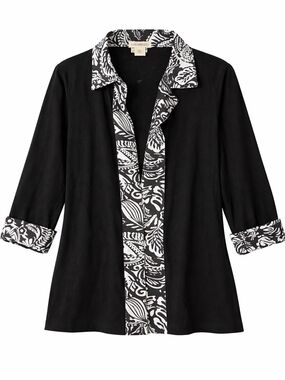 Serengeti XL Black Cardigan with Contrast Trim